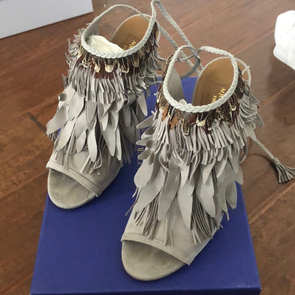 Aquazzura Suede Fringe Heels